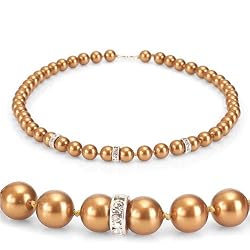 Genuine Swarovski Crystal Pearl Necklace with Rondelle - Copper (8mm)