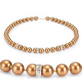 Genuine Swarovski Crystal Pearl Necklace with Rondelle - Copper (8mm)