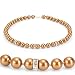 Genuine Swarovski Crystal Pearl Necklace with Rondelle - Copper (8mm)