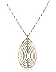 14k Italian Yellow Gold Cutout Teardrop Pendant Necklace, 16"+1" Extender