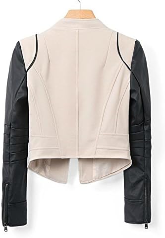AngelClothing Women Fall Lapel Collar Informal Tops Contrast Jacket Outwear Blazer S Beige