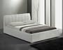 Edles Bonded Lederbetten Modell in wei� 180x200 Bettrahmen/Matratzen-Gr��e, Polsterbetten-Material mehrheitlich echtes Leder Bettgestelle mit Lattenrost inklusive - g�nstige naturfreundliche Eco-Doppelbetten mit FSC Umwelt-Zertifikat Kingsize Modell-Nr. MB-033LE-18-01