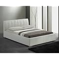 Bond Lederbett / Leder Bett Polsterbett Doppelbett Matratzen-Gr�sse 180x200 cm inkl. Lattenrost mit Holz-Rahmen und Chrom Standf�ssen Farbe: wei� - Design M�bel 2012