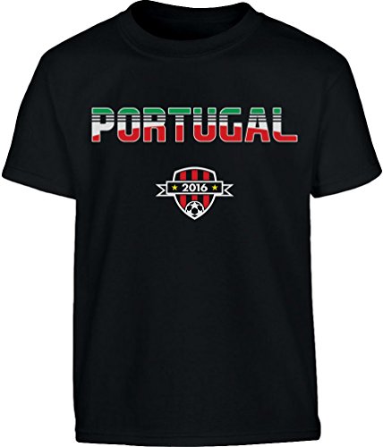 Portugal Europameister 2016 Euro EM Fussball Kinder T-Shirt – Gr. 140-182 Small Schwarz