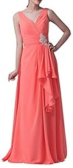 V-neck Chiffon Floor Length Bridesmaid Dress 