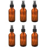 2 oz Amber Boston Round Glass Bottle with Fine Mist Sprayer Dispenser for Essential Oils, Chemistry Lab Chemicals, Colognes & Perfumes (6 Pack) by Super Z Outlet&reg;