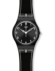 Swatch GB275 1920 White Accent Black Analog Dial Silicone Strap Unisex Watch NEW