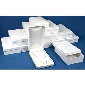 12 Bead Necklace Boxes White Leather Display Gift Box