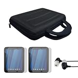 Premium EVA Hard Carrying Case + 2 packs of Clear Screen Protector + Earphone w/mic for HP TouchPad Wi-Fi 16GB 32GB 9.7-Inch Tablet Computer