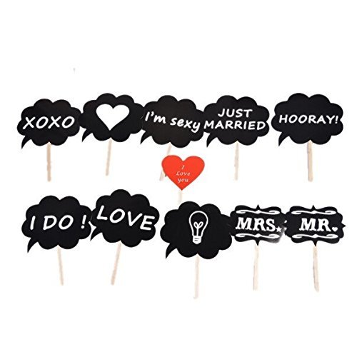 Tinksky A Set of 11pcs DIY Funny Speech Bubble Chalkboard Wedding Party Photographing Photo Booth Props on Sticks Tinksky A Set of 11pcs DIY Funny Speech Bubble Chalkboard Wedding Party Photographing Photo Booth Props on Sticks
