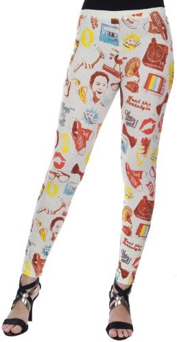 Vintage Art Cream Full Screen Print Cotton Spandex Leggings Size M
