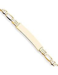 14 Karat Yellow Gold Figaro ID Bracelet With Lobster Clasp - 8 Inch