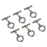 6 Bali Toggle Clasps Pewter Antique Silver Bracelets