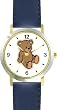 Plain Teddy - Bear Animal - WATCHBUDDY&reg; DELUXE TWO-TONE THEME WATCH - Arabic Numbers - Blue Leather Strap-Women's Size-Small