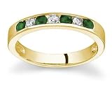 Emerald and Diamond Stackable Channel Ring