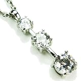 CZ-Stick Necklace, Silvertone, Diamond-Colored CZs, 18