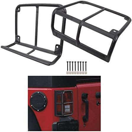 Amonster Black Tail Light Covers Rear Euro Taillamp Guards Protector for Jeep Wrangler Fit 2007-2016 Wrangler JK Unlimited Pair