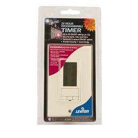 Leviton 6124H-A Leviton 6124H-A Decora LCD Timer Switch (24 Hour), Almond