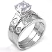 Cubic Zirconia Silver Wedding Ring Set - size 5