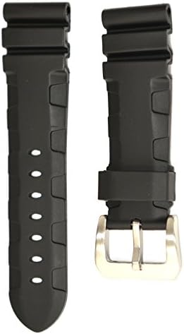 24mm Silicon Rubber Black Band Strap w/316L Stainless Steel Buckle