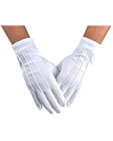 JISEN Men Police Formal Tuxedo Honor Guard Parade White Nylon Cotton Gloves 26cm