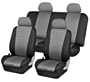 FH-FB060114 Trendy Elegance Car Seat Covers 10 Pcs Full Set Front Airbags Ready & Rear Split Gray & black Color