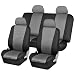 FH-FB060114 Trendy Elegance Car Seat Covers 10 Pcs Full Set Front Airbags Ready & Rear Split Gray & black Color