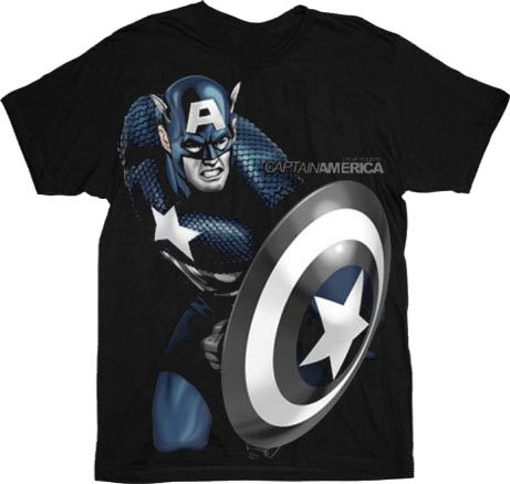  Captain America Desaturate Black T-Shirt Tee