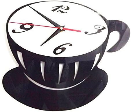 PeelCo Design Creative Easy Installation Modern Wall Clock (Black and White Coffee)