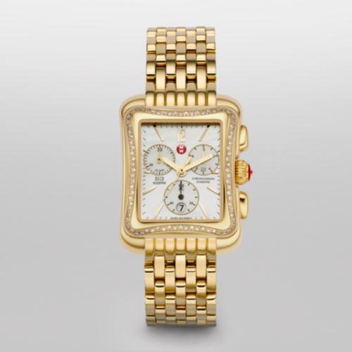 MICHELE Deco Moderne II Diamond Gold Watch
