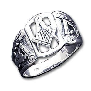 Sterling Silver Antiqued Masonic Ring