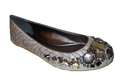 Coach Denisse Lurex Canvas Rhinestone Flat Silver Slipon Shoes 6