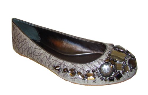 Coach Denisse Lurex Canvas Rhinestone Flat Silver Slipon Shoes 7