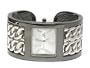 Dark Gray Metal Chain Deco Bangle Woman's Watch Jewelry