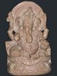 Sitting Ganesha Stone Statue Majestic Pose Sculpture 4 Inches