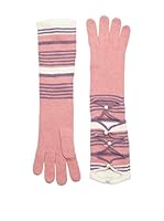 Alice Hannah Guantes de Lana Long Stripe Cut-Out (Rosa)