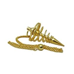 Gold Plated Corkscrew Metal Pendulum with Chain, Divination Tool