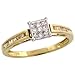 14 Karat Gold Radiantschliff Diamanten Ring, mit 0.40 Karat Baguetteschliff & unsichtbare Diamanten, (5mm) breit