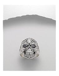 Black Skull CZ Ring In 92.5 Sterling Silver