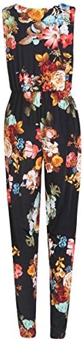 Girl Talk Clothing Lace Up Floral Full Length Sleeveless Jumpsuit
