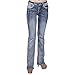 Sexy Couture Women's S139-PB Dark Wash Rhinestone Stitched Boot Cut Jeans