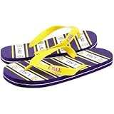 LSU Tigers NCAA Unisex Thematic Striped Flip Flops - L