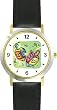 Hanukkah Dreidels Judaica Jewish Theme - WATCHBUDDY&reg; DELUXE TWO-TONE THEME WATCH - Arabic Numbers - Black Leather Strap-Size-Large ( Men's Size or Jumbo Women's Size )