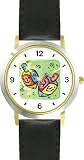Hanukkah Dreidels Judaica Jewish Theme - WATCHBUDDY® DELUXE TWO-TONE THEME WATCH - Arabic Numbers - Black Leather Strap-Children's Size-Small ( Boy's Size & Girl's Size )
