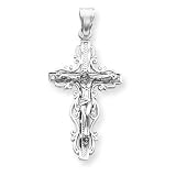 14k Two-tone Diamond-cut Crucifix Pendant