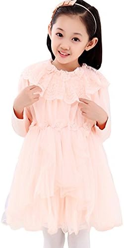 Feelmaker Autumn Korean Cotton Sweet Long Sleeve Tutu Princess Dress Pink (150cm)