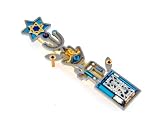 Blue and Gold Symbols Mezuzah from the Artazia Collection #720 GM