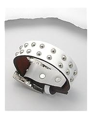White Leather Bracelet In White Base