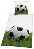 Herding 445989050 Bettw&auml;sche Young Collection ""Fussball"" / 80 x 80 + 135 x 200 cm / Linon