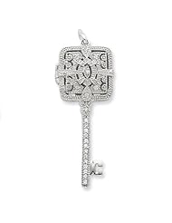 Sterling Silver CZ Square Key Locket